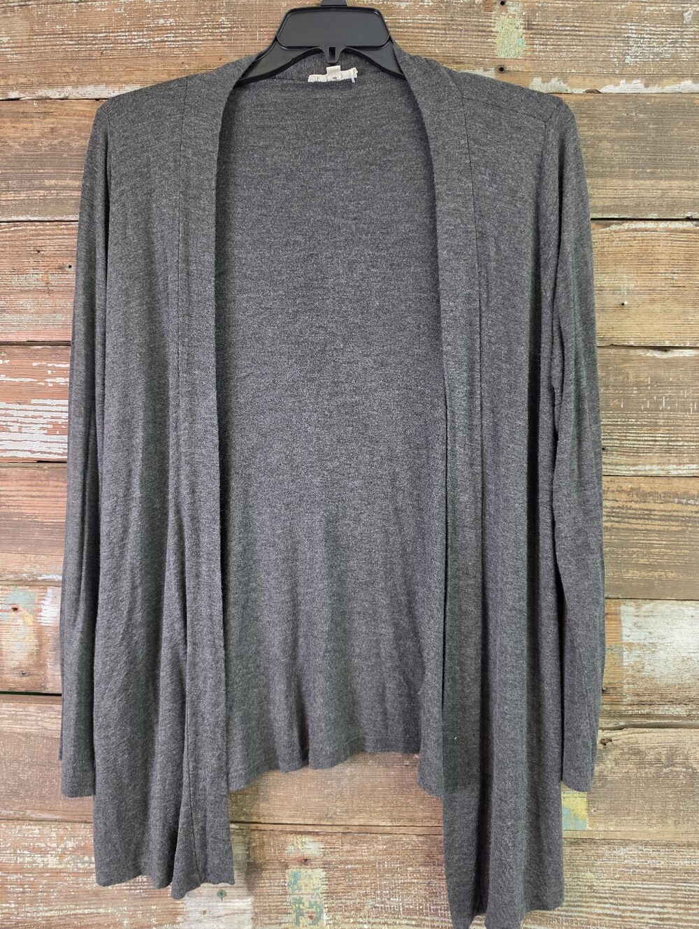 Zenana Outfitters Size L Charcoal Gray Open Front Cardigan - Picture 2 of 5